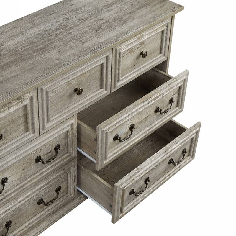 7 Drawers Dresser for Bedroom, Multi-functiona Wooden Storage Cabinet, Clothing Organizer with Roman Column Handles