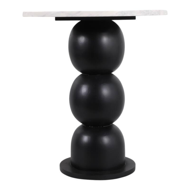 Marble Top Wood Bubble Base Modern End Table - White, 21 in. - 18" x 18" x 20.5"