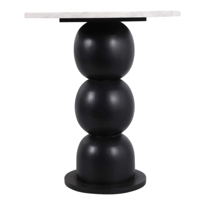 Wood Marble Accent Table Sculptural Base Finish Modern - 21" White - 18" x 18" x 20.5"