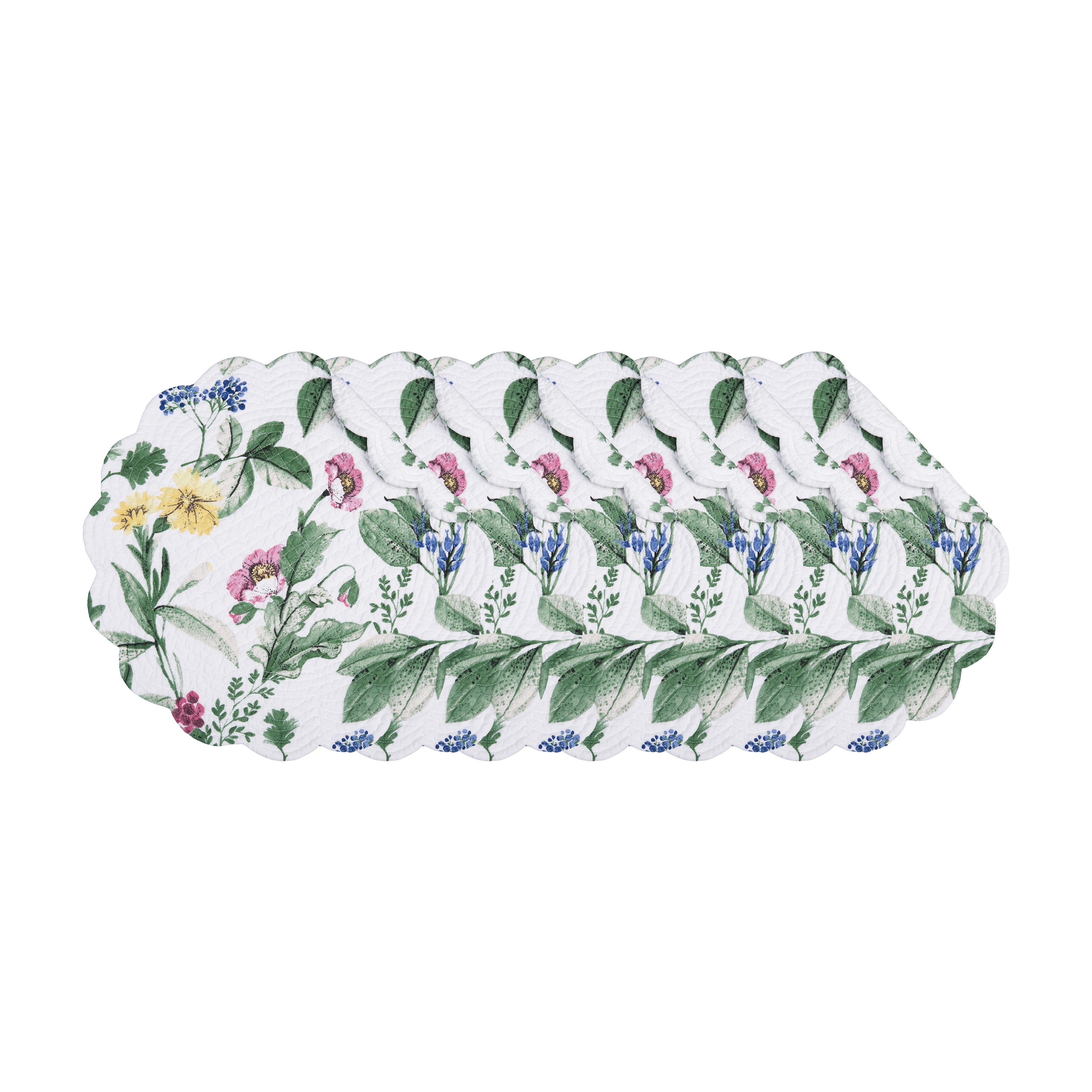 Marcy Blooms Round 100% Cotton Spring Set of 6 Placemats 17"