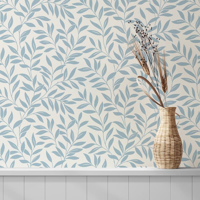 Fine Decor Marin Blue Leaf Trail Wallpaper