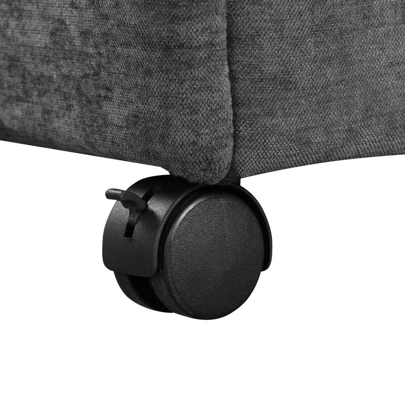 121.2" Chenille Modular Sofa Bed with Two Storage Racks, Free-Combined Design, and Smooth-Rolling Wheels