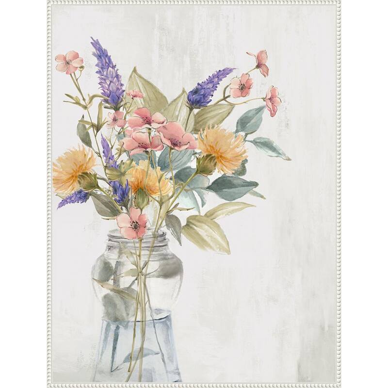 Vibrant Blooms in Glass Vase by PI Studio Framed Canvas Wall Art Print