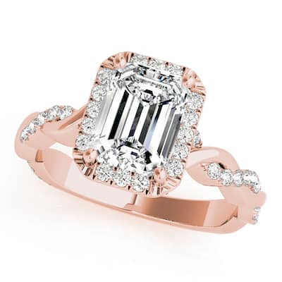 Auriya 14k Rose Gold Lab Grown Emerald Diamond Halo Engagement Ring 0.50 to 5.00 ct. tw. (F-G VS)