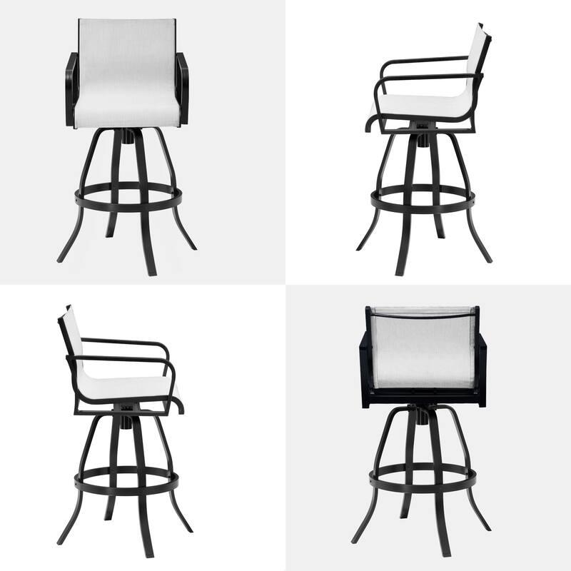 Outdoor Indoor Aluminum Swivel Patio Bar Stools Dining Chairs with Sunbrella Fabric