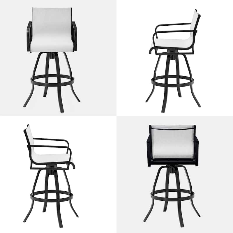 Pellebant Outdoor Aluminum Swivel Barstool Patio Bar Stools with Sunbrella Fabric - 18.31"Lx18.31"Wx43.31"H