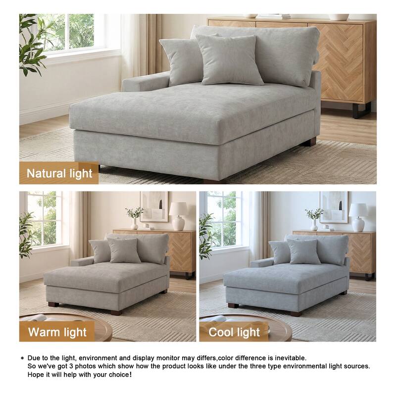 40.8"W Modern Chenille Upholstered Chaise Lounge with Pillow