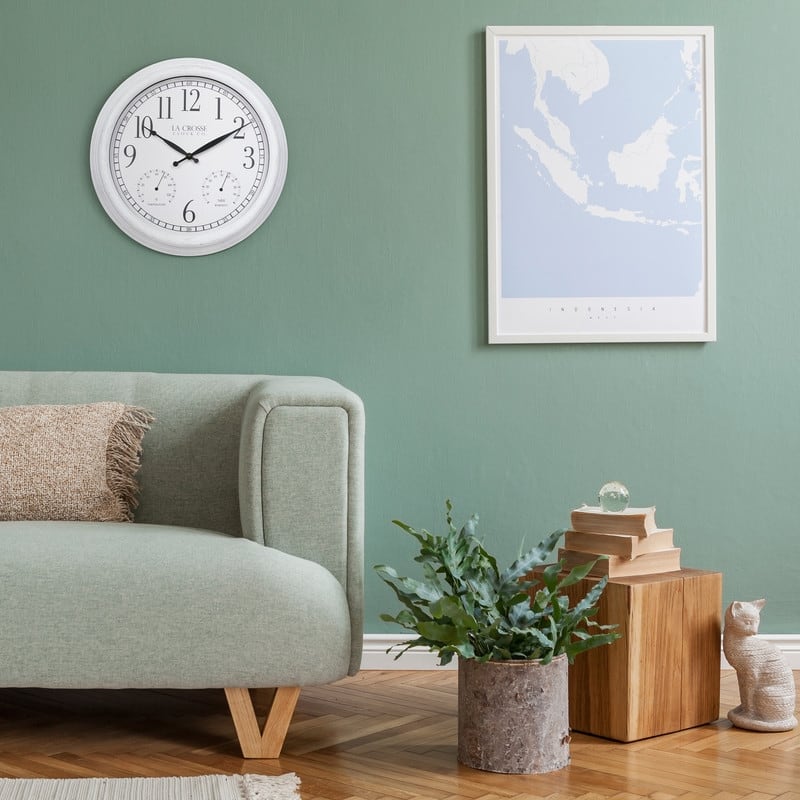 La Crosse 15 In. Outdoor Payton Quartz Wall Clock with T/H