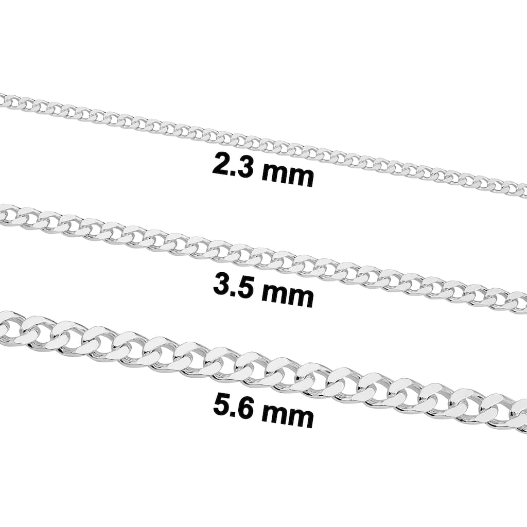 Sterling Silver Classic Curb Link Chain Necklace for Men and Women (2.3, 3.5 or 5.6 millimeters)