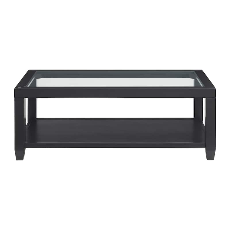 Cordero Wood and Glass Top 48-Inch Wide Coffee Table with Shelf Storage