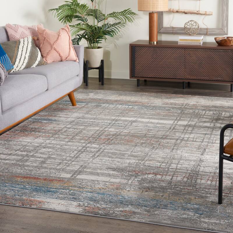 Nourison Rustic Textures Abstract Rustic Area Rug - 9' 3" x 12' 9" - Grey/Multi - Rectangle