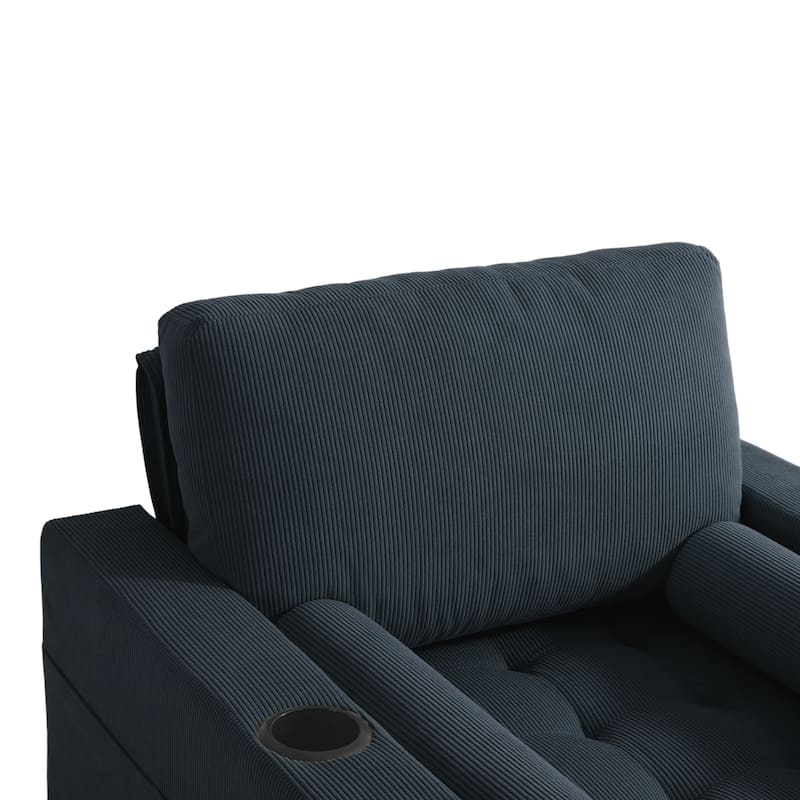 39" Adjustable Recline Convertible Sleeper Accent Chair with USB Port