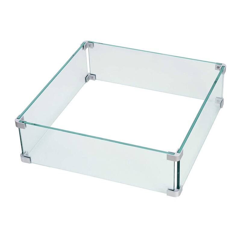 Square 21.8-in X 21.8-in Tempered Glass Fire Table Windshield Flame Blocker - 21.8
