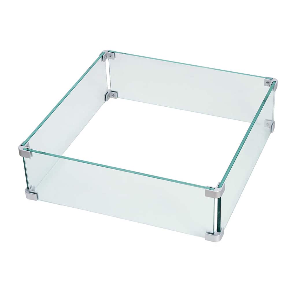 Square 21.8-in X 21.8-in Tempered Glass Fire Table Windshield Flame Blocker - 21.8