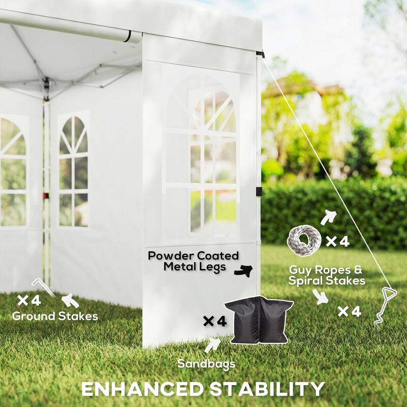 Outsunny 9.6 x 9.6 ft Pop Up Canopy Tent with Sidewalls, One Button Push Setup, UPF50+ Outdoor Portable Instant Canopy Shelter