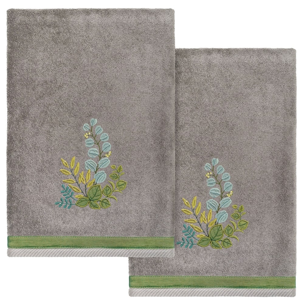 Authentic Hotel and Spa 100% Turkish Cotton Botanica 2PC Embellished Bath Towel Set
