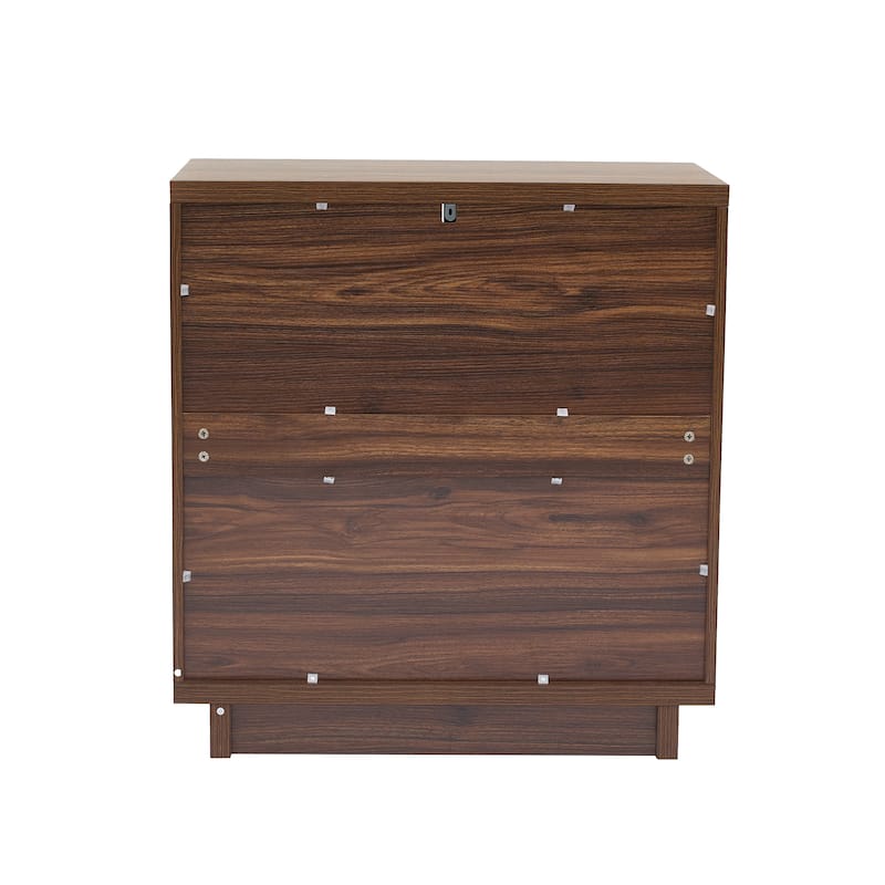 Wood Accent Cabinet Sideboard Buffet with Rattan Doors