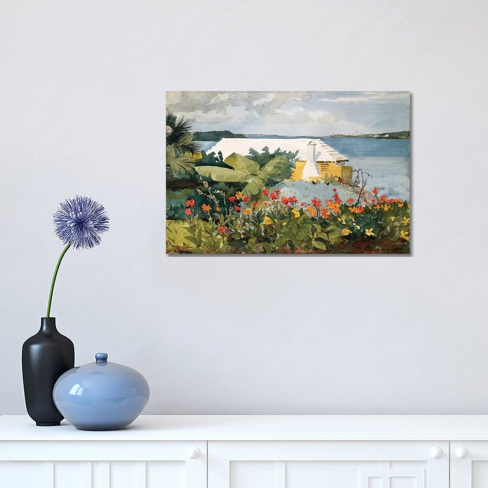 iCanvas "Flower Garden And Bungalow, Bermuda, 1889" by Winslow Homer Canvas Print