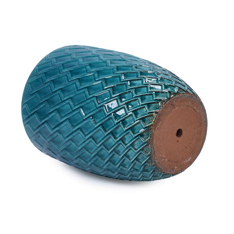 Elegant Ceramic Pot with Diamond Pattern for Indoor-Outdoor Plants