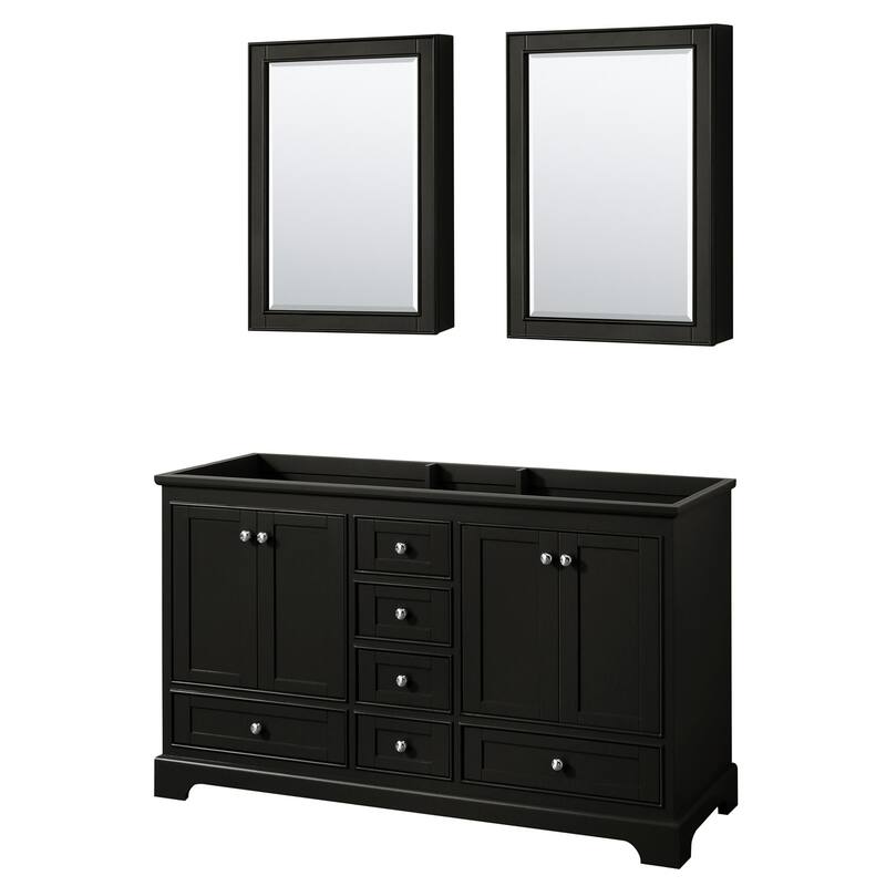 Wyndham Collection Deborah 59-1/4" Free Standing Double Wood Vanity - Dark Espresso / Polished Chrome Hardware
