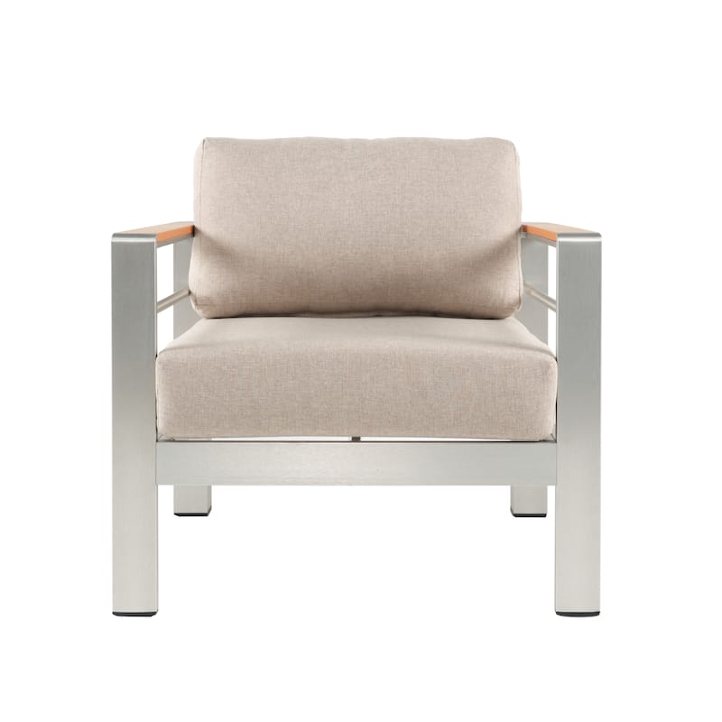 Christopher Knight Home - Everett Outdoor Aluminum Club Chair with Cushions and Rust-Resistant Frame