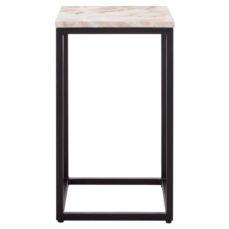 SAFAVIEH Couture Macklyn Square Marble Top Accent Table - 10"W x 10"D x 18"H