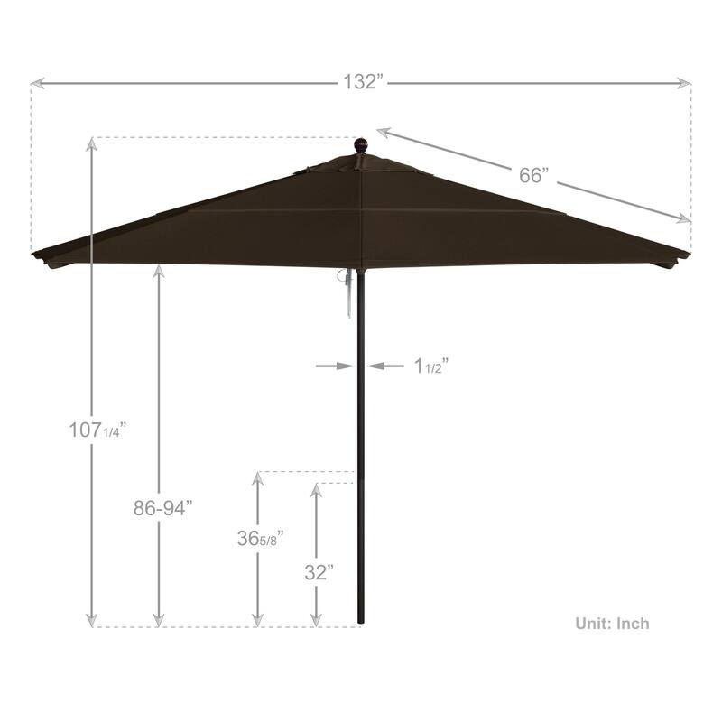 California Umbrella 11' Venture Series Patio Umbrella, Bronze Aluminum Pole Fiberglass Ribs Pulley Lift Sunbrella