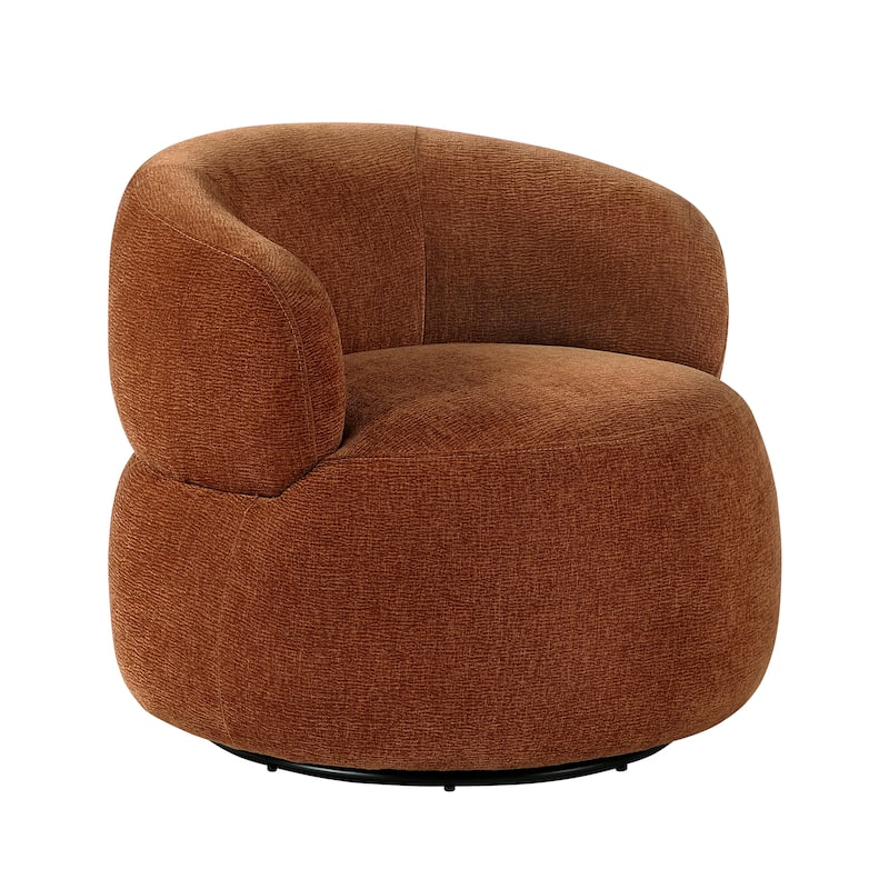 Fremont & Park Rhea 32" Dia Chenille Swivel Chair - 360-Degree Metal Swivel Base - Rusty Orange