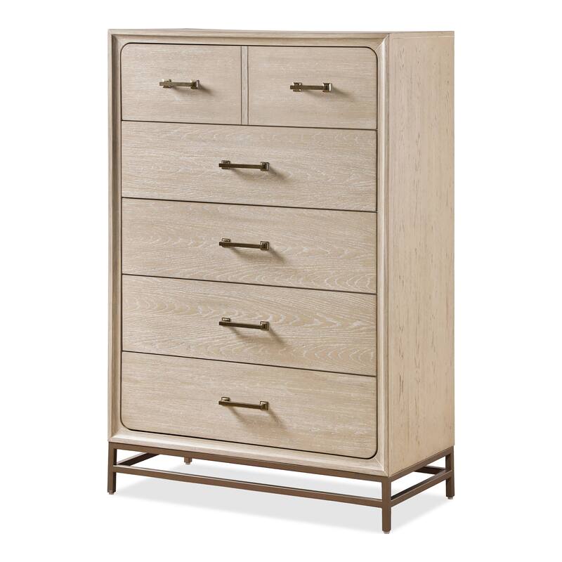 Furniture of America Drayden 6-Piece Light Oak Solid Wood King Panel Footboard Platform Bedroom Set