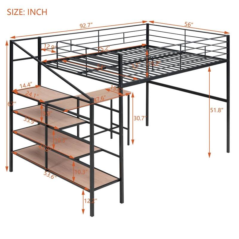 Twin Size Wooden House Bed with 2 Drawers and Storage Shelf