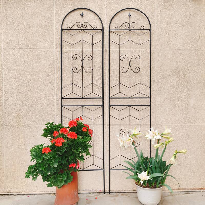 2 Pack Metal Garden Trellis 86.7" x 19.7" Rustproof Trellis for Climbing Plants Outdoor Flower Support - Black