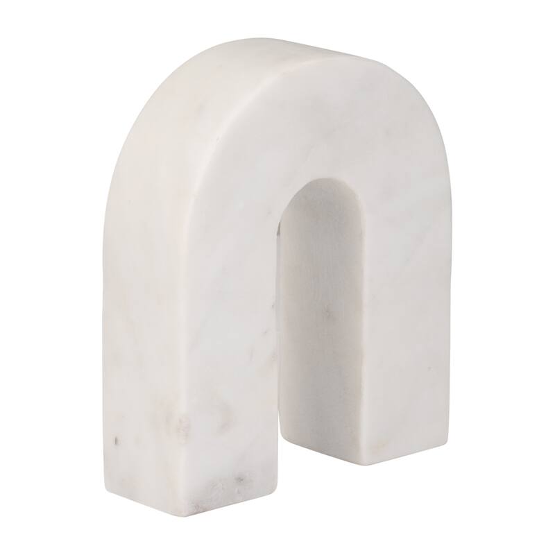 Sagebrook Home Modern Stone and Marble Decorative Accent with Geometric Arch Design - Marble White - 5" x 2" x 6"