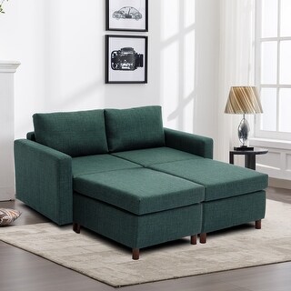 Living Room L-Shape Module Sectional Sofa Linen Fabric Couch with ...