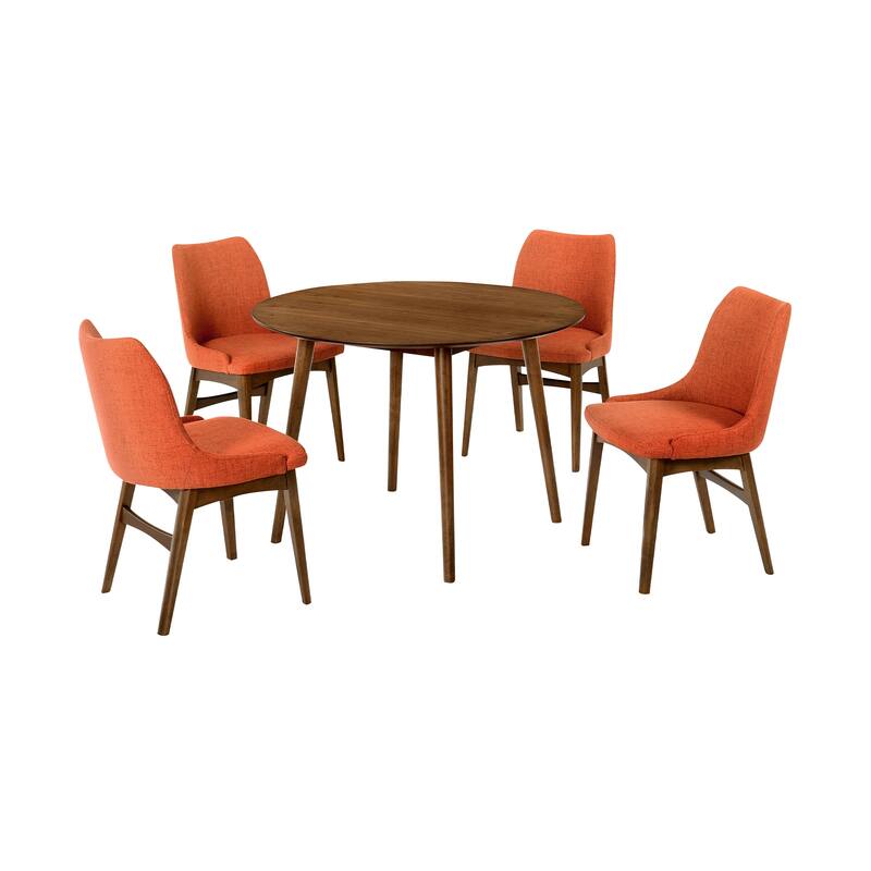 Arcadia and Azalea 42" Round Wood 5 Piece Dining Set