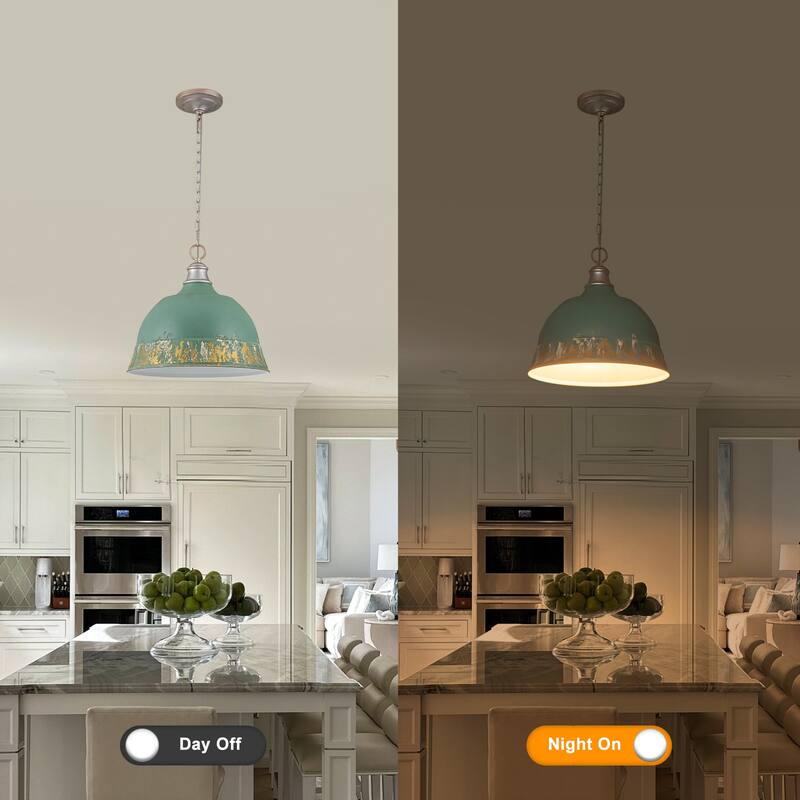 2-Light Farmhouse Pendant Light with Distressed Gold Dome Shade - 2-Lights