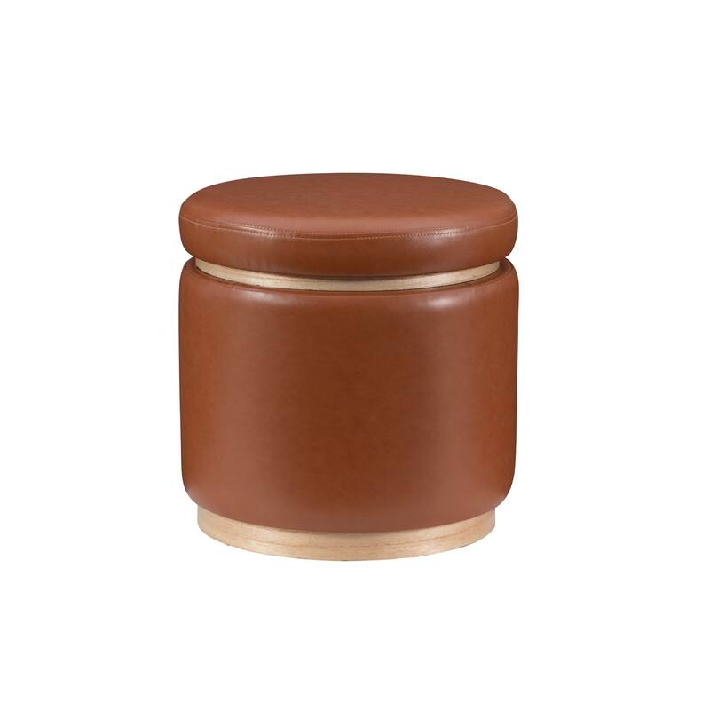 Solid Storage Pouf Ottoman - 18" - Brown