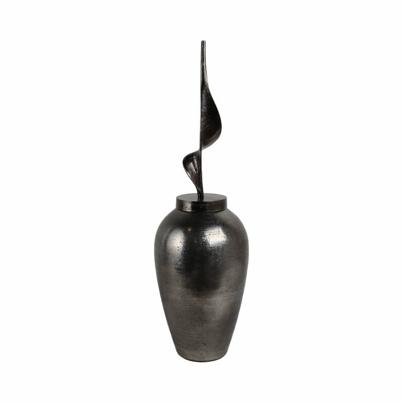 Sophisticated Glass Table Vase with Metal Topper - Gunmetal & Metallic
