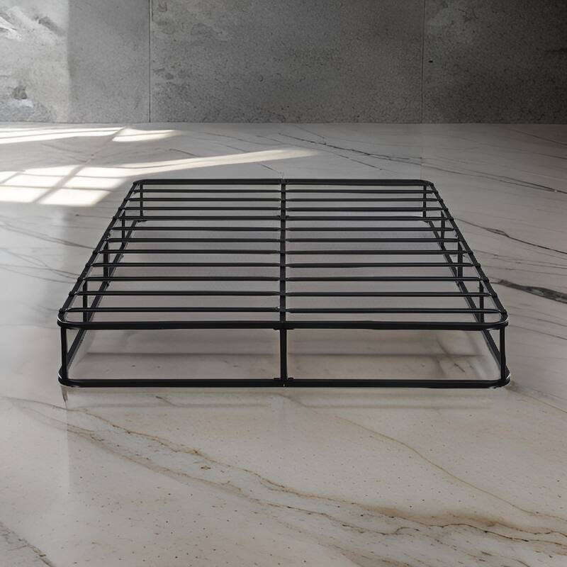 Zena 9 Inch California King Mattress Foundation, Black Steel, 12 Slats