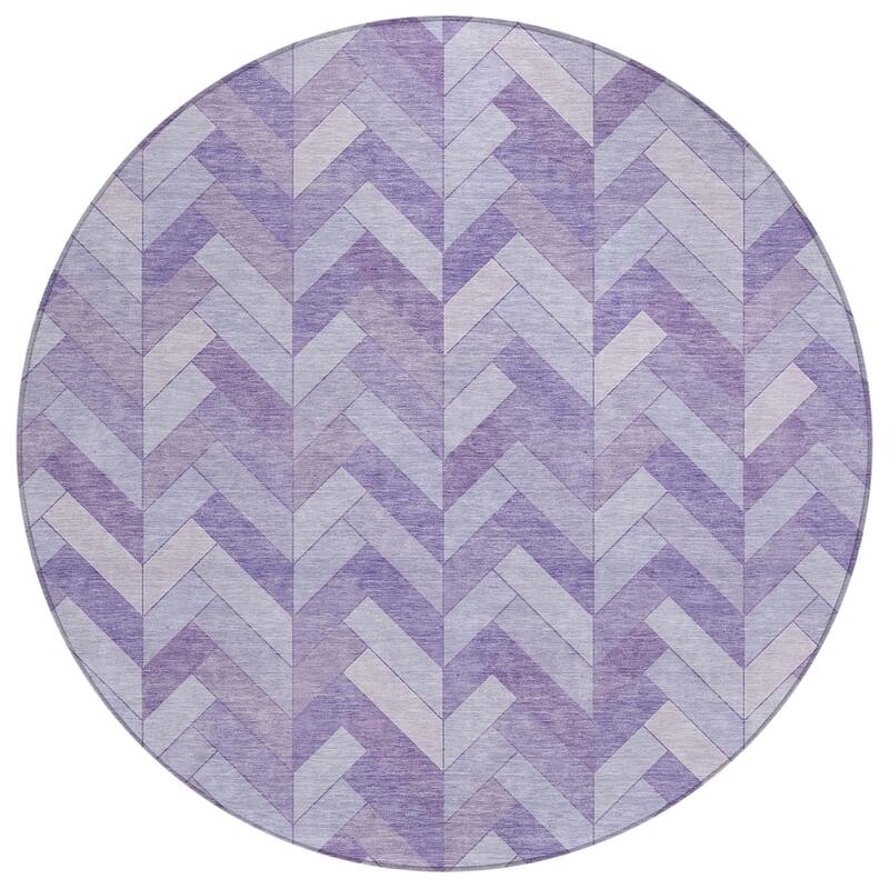 Machine Washable Indoor/ Outdoor Modern Chevron Chantille Rug