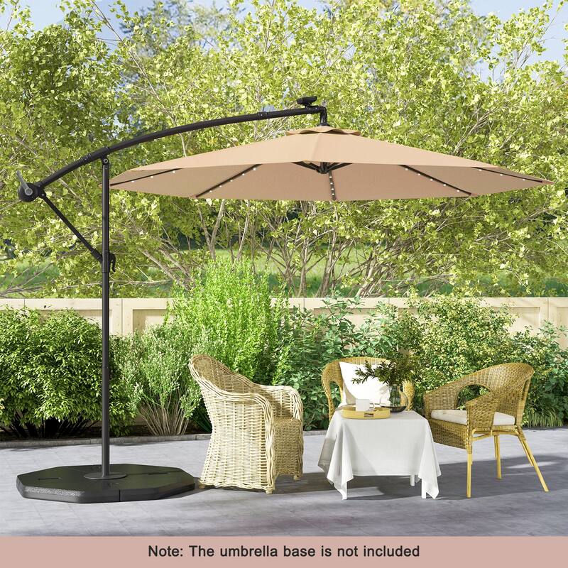 Costway 10 Ft Patio Solar LED Offset Umbrella 40 Lights Crank Cross