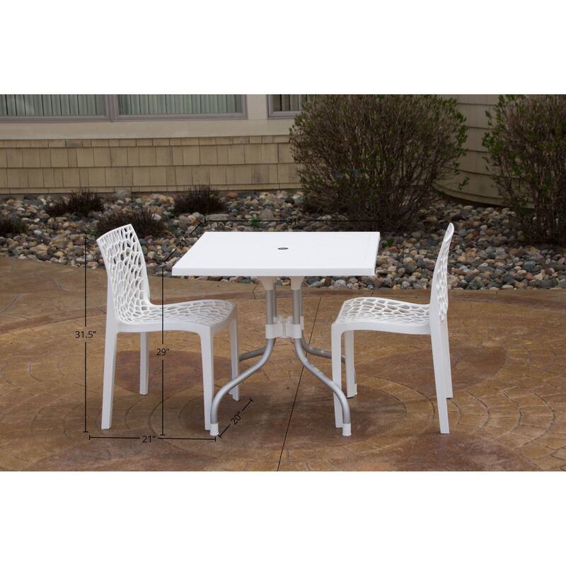 Lyra Square Table and Karissa Patio Chairs 3-Piece Outdoor Lounge Set