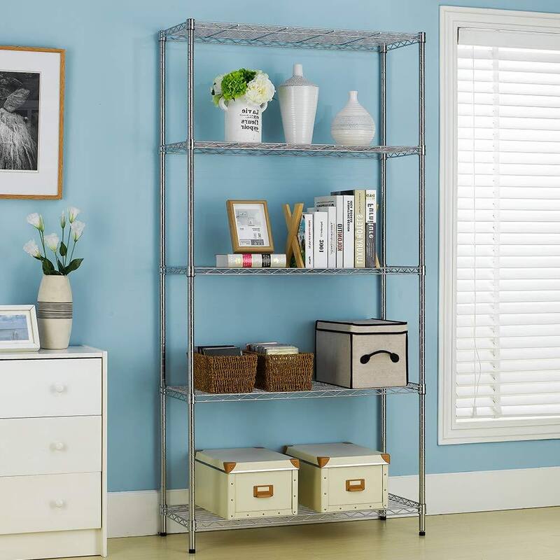 Metal 5-Shelf Heavy Duty Storage Shelving Unit Steel Organizer Wire Rack - Silver