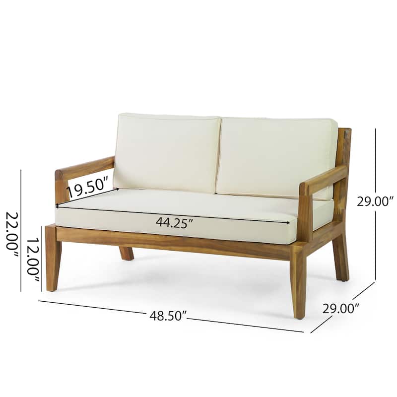 Rossville Outdoor Acacia Wood Loveseat and Coffee Table Set by Christopher Knight Home