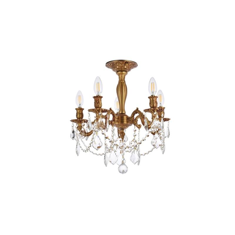 Somette Meilen 5-light Royal Cut Crystal and French Gold Flush Mount
