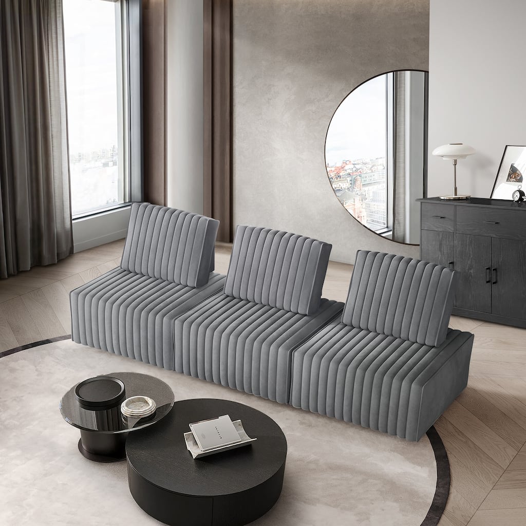 CraftPorch 3-Pieces Contemporary Clean-Line Linen Upholstered