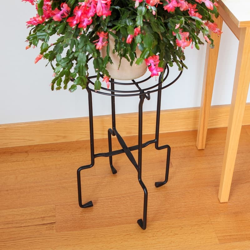 Achla Designs 23.5" H Round Black Wrought Iron Catalina Plant Stand, Powder Coated Finish, Indoor Outdoor Use, Home Accent