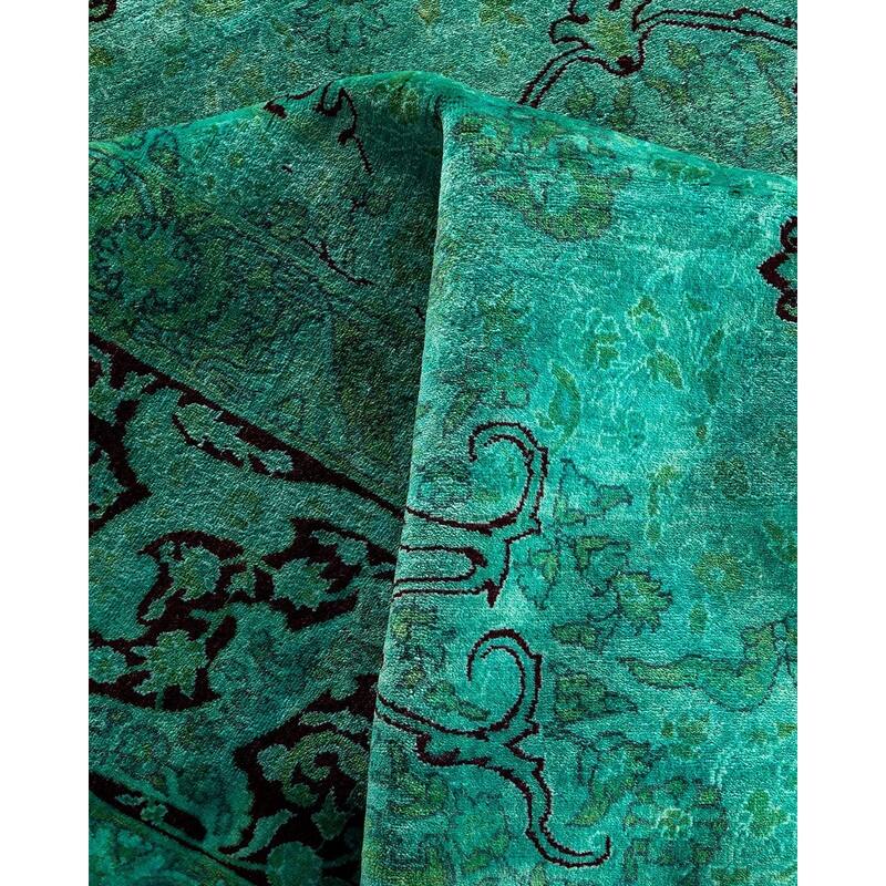 Overdyed, One-of-a-Kind Hand-Knotted Area Rug - Blue - 8' 2" x 16' 9"