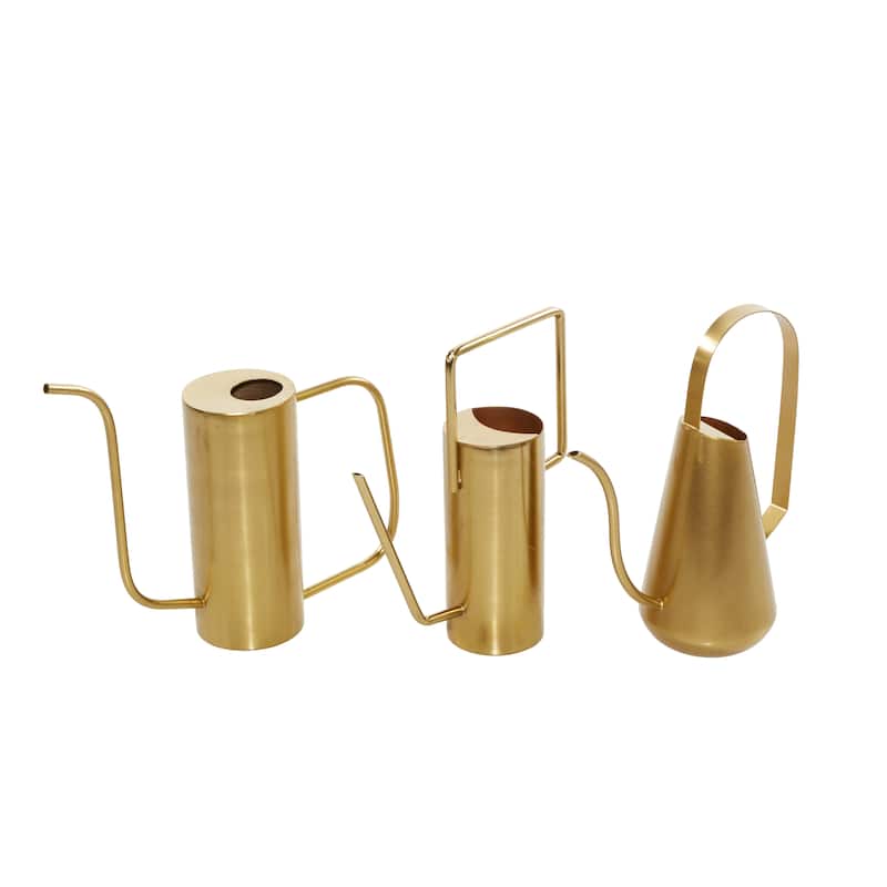 Gold Metal Watering Can Indoor Outdoor Planter (Set of 3) - 12 x 4 x 11Round