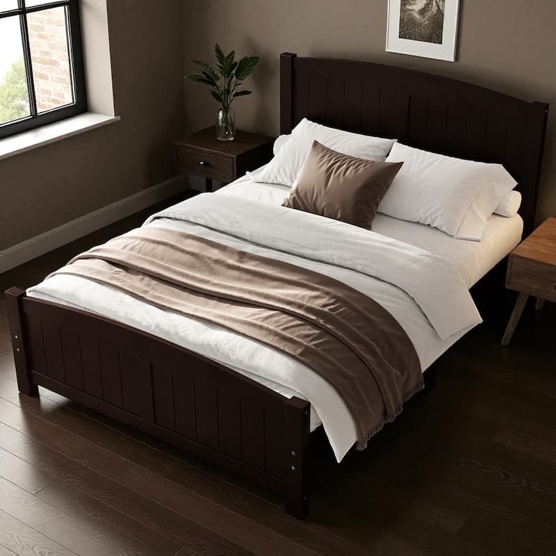 Solid Wood Platform Bed Frame with Support Slats, Strong Structure, No Box Spring Needed Modern Bedroom Furniture