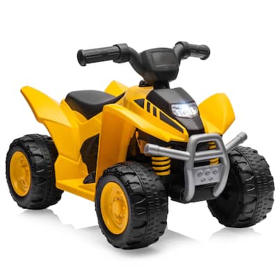 Caterpillar Licensed Yellow Ride-On for Toddlers, 6V Battery Powered Quad with LED Headlight - 15" x 25" x 17"